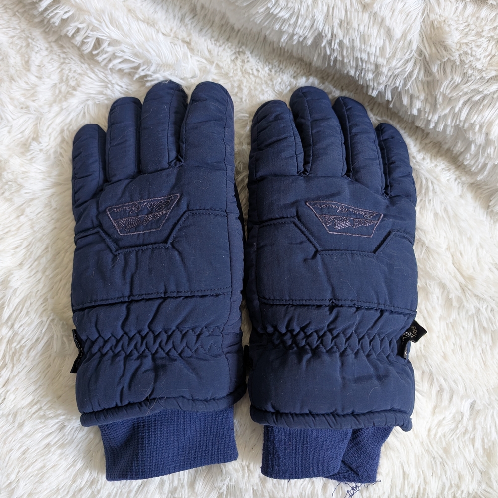 Eddie Bauer Heavy Duty Navy Blue Quilted Fleece Lined Adult Winter Gloves
